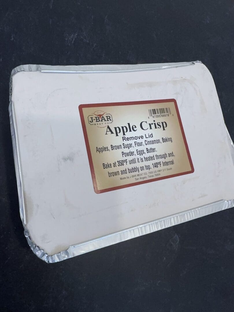 A package of apple crisp sitting on top of a table.