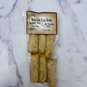 A package of egg rolls on top of a table.