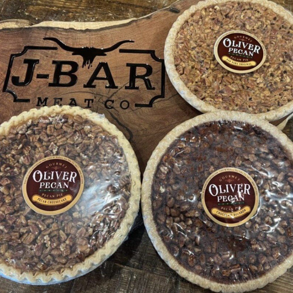 A closeup look at the Oliver Pecan Pies kept on a floor.